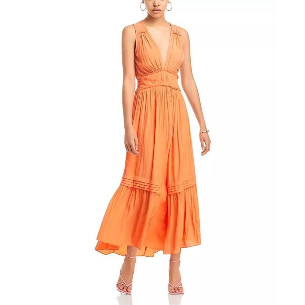 NWT Ramy Brook Dierdre‎ Orange Midi Dress